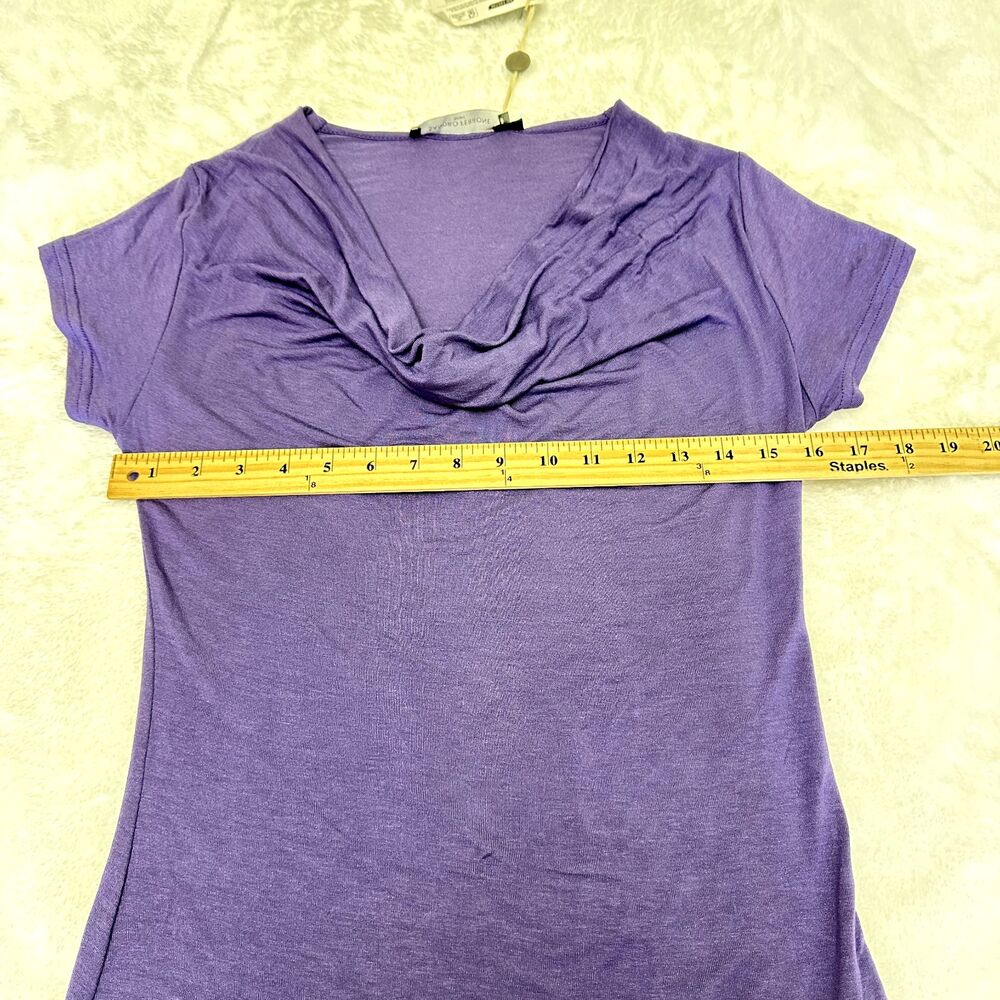 New SANDRO FERRONE Womens Purple Cowl Neck Tee-Shirt Soft Top Sz M Made in Italy - Picture 10 of 10